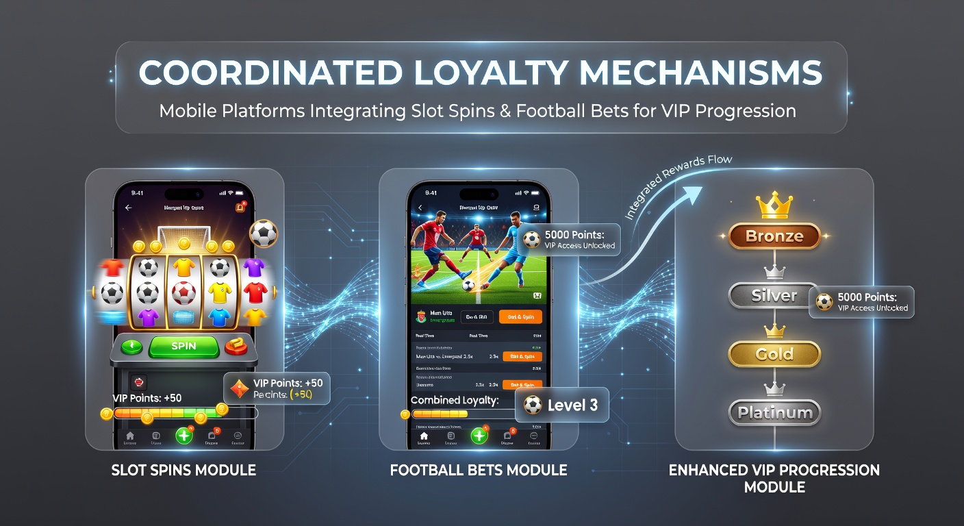 Mobile app interface showing integrated slot and football betting loyalty progress