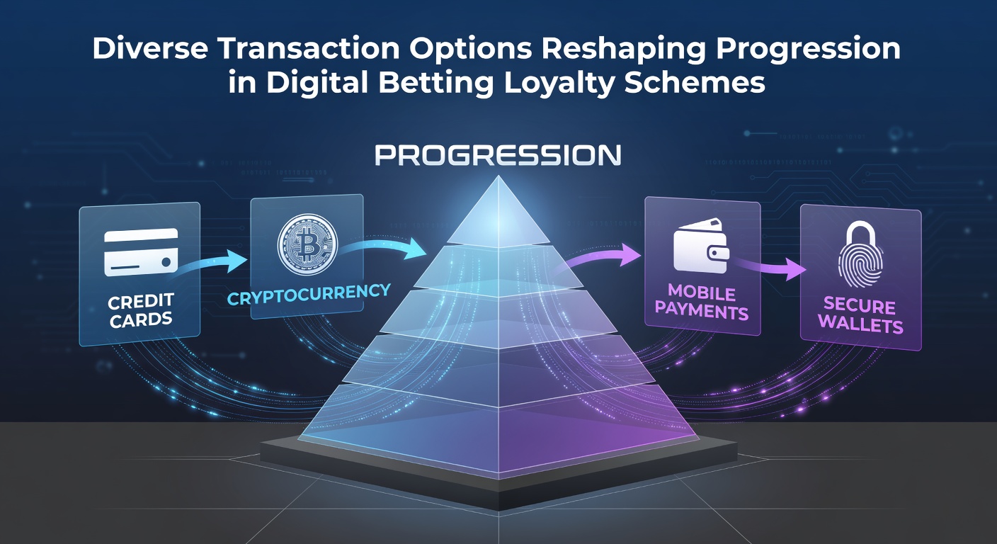 Illustration showing multiple payment methods connecting to loyalty progression paths in digital betting platforms