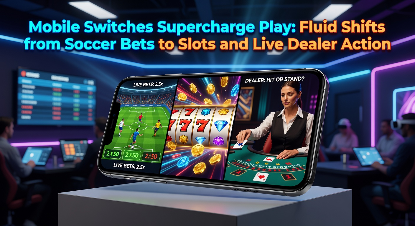 Close-up of a mobile app interface mid-transition from soccer betting odds to a live dealer blackjack table, with quick-tap navigation buttons visible