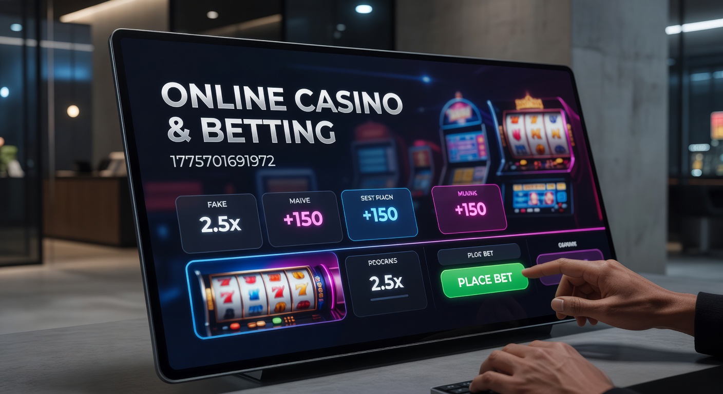Vibrant digital casino interface showing slots, roulette, and live betting odds on a mobile screen, capturing the excitement of online gambling