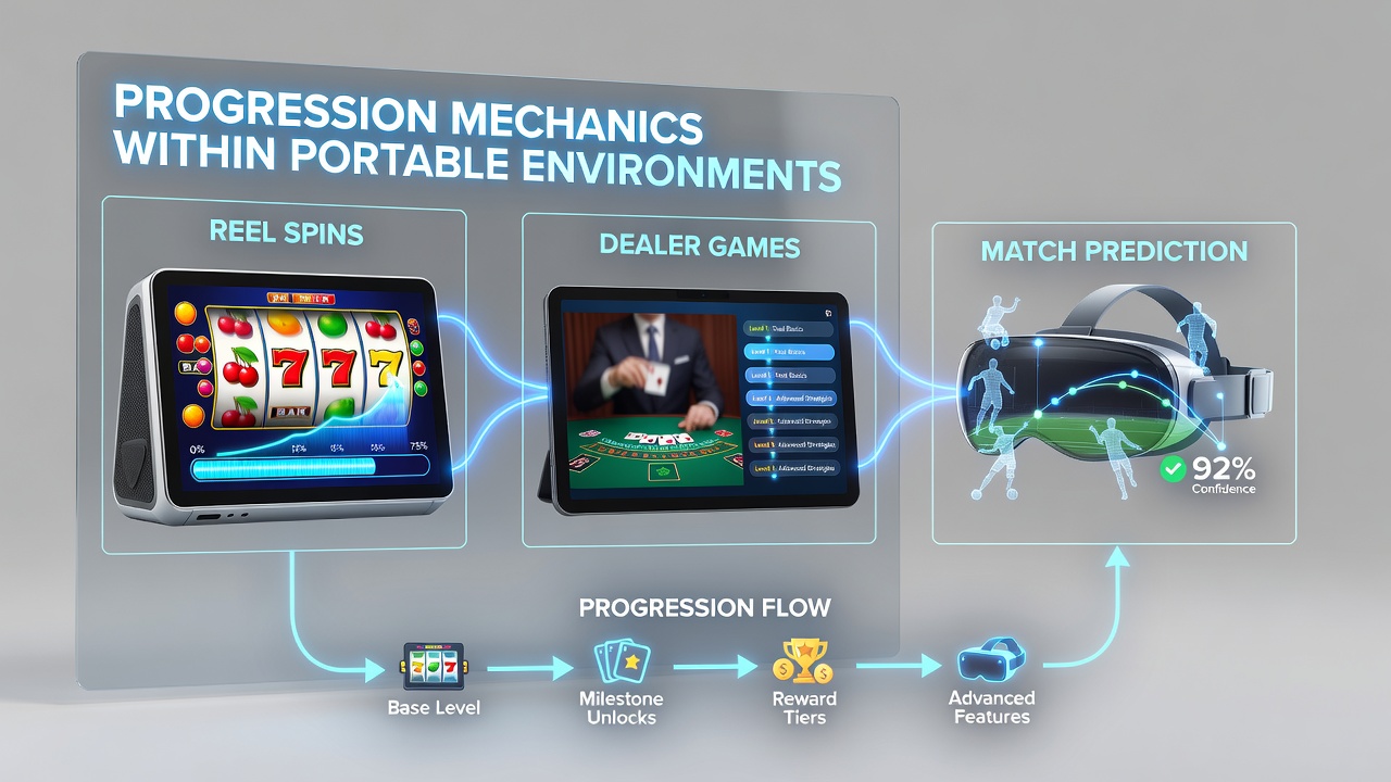 Smartphone interface showing live dealer table progression bar alongside sports match prediction accuracy stats