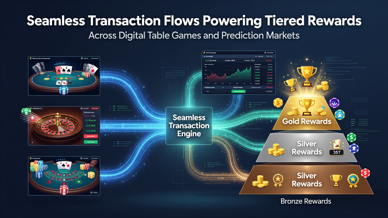 Digital transaction interfaces connecting table game interfaces with reward dashboards