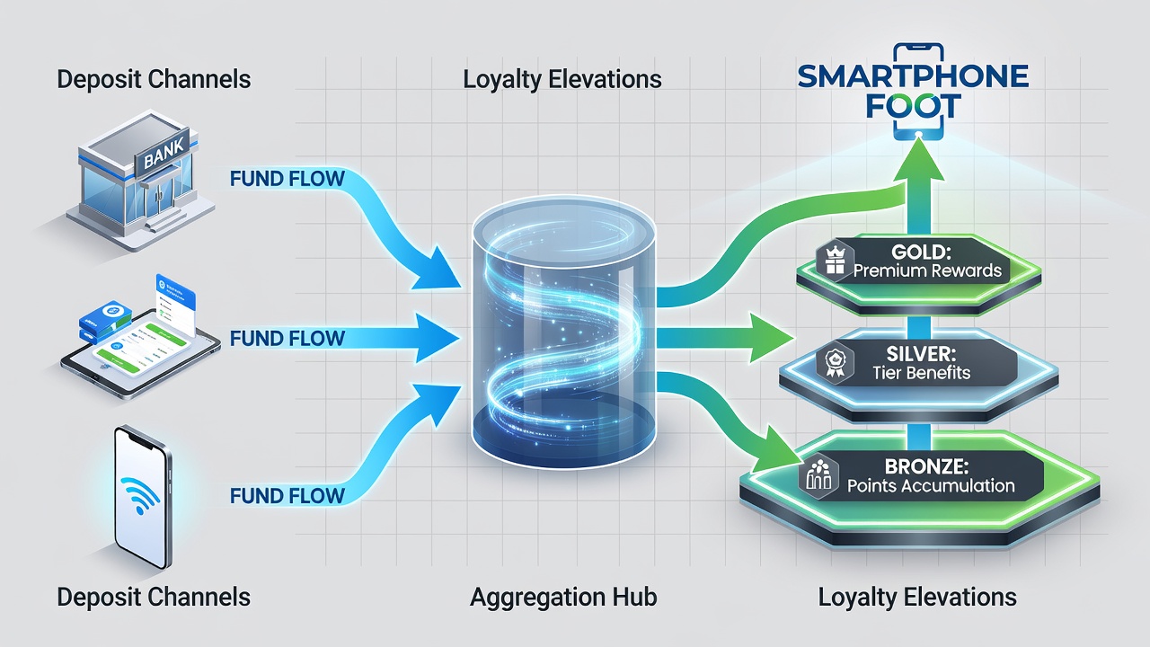 Mobile app interface displaying loyalty points accumulating from deposits and bets on football and roulette